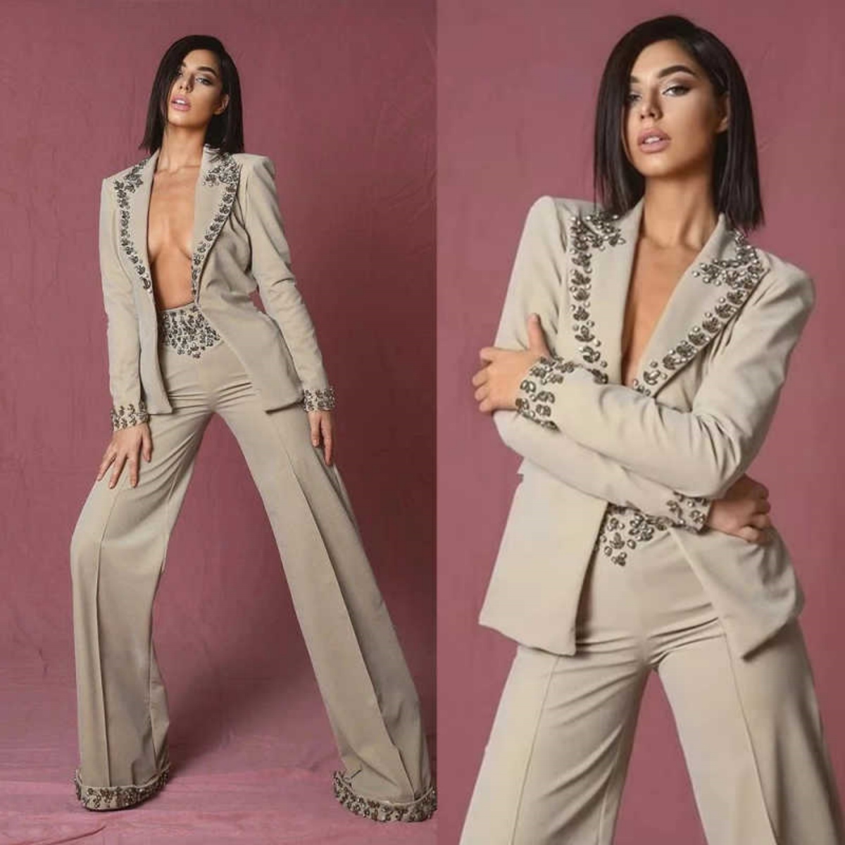 Women'S Formal Wear Jackets - Amazing Rhinestones Women Suit 2 Pieces