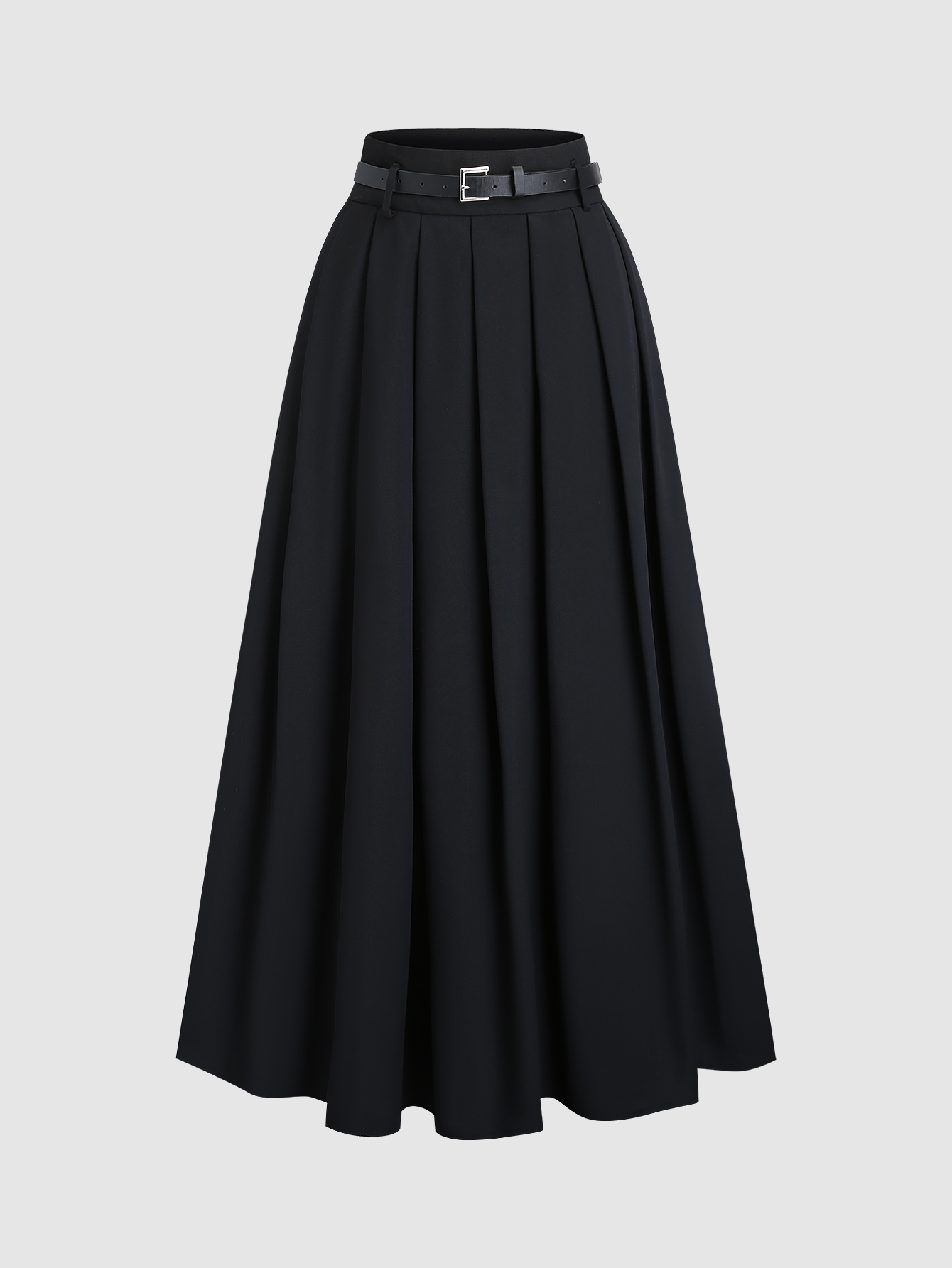 Pencil Skirt Midi - Black high waisted pleated midi skirt(with