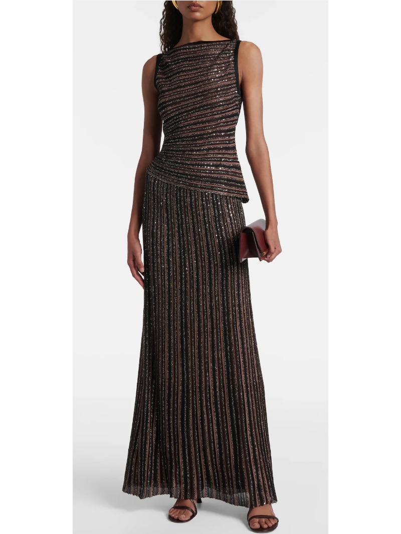 Formal Attire Woman - Striped Sequin 2-piece Women Evening Gown