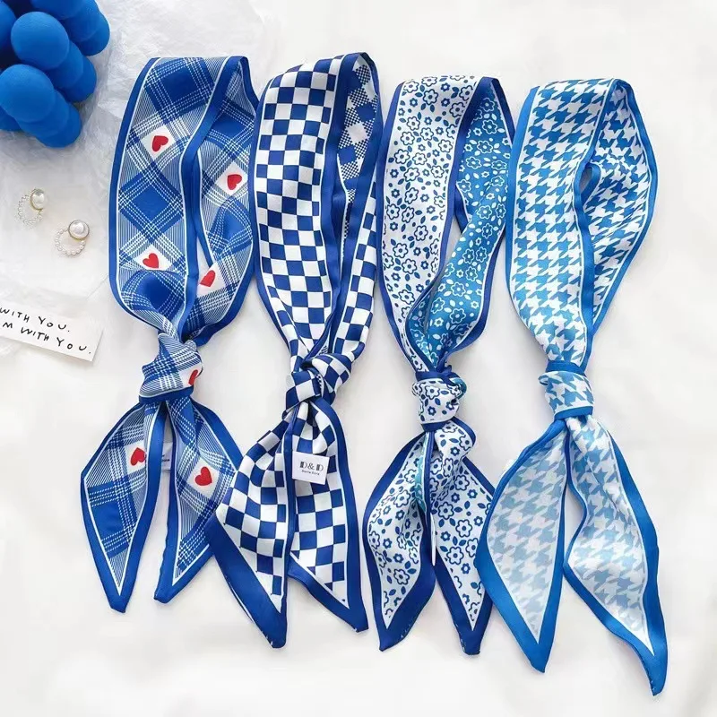 Scarf Silk Neck - Klein blue silk scarf new checkerboard