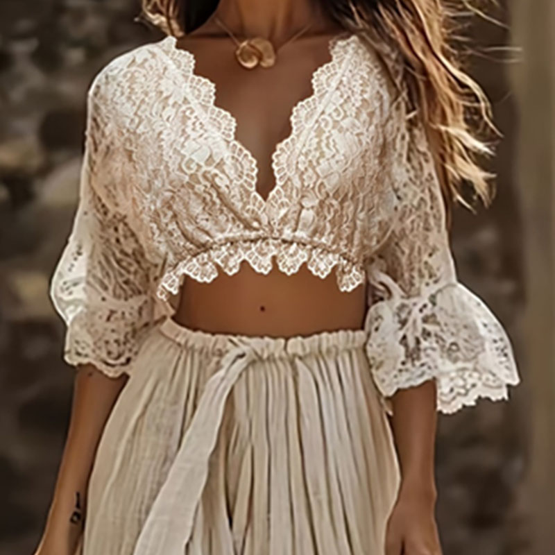 Womens Bohemian Lace Two Piece - Formal Attire Woman review and price