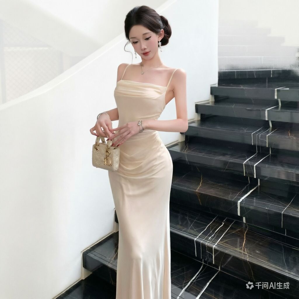 Chic Beige mesh Slip Dress Ele - Women Formal Wear M&S review and price