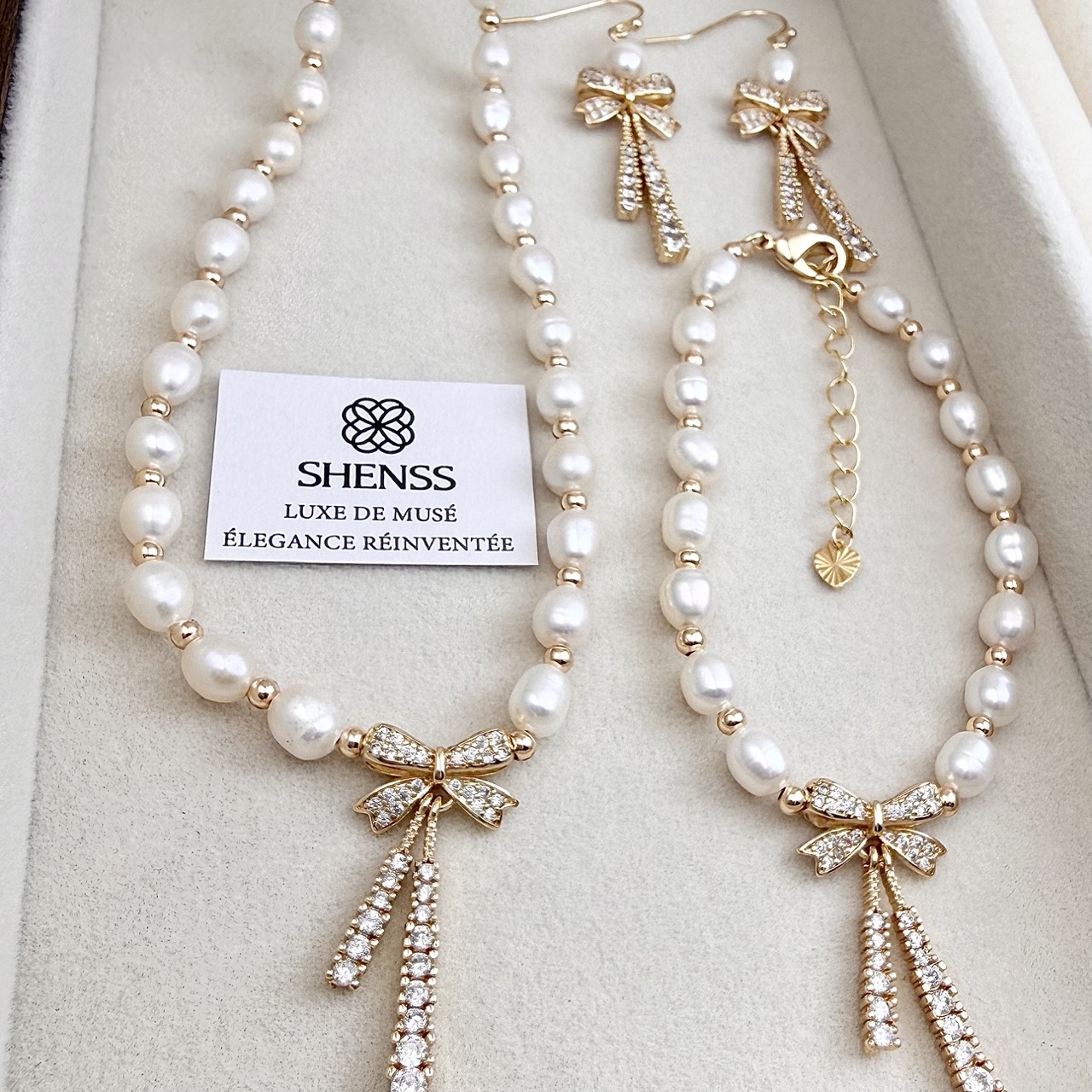 Natural Rice-Shaped Pearl Bowk - Pearl Necklace Set review and price