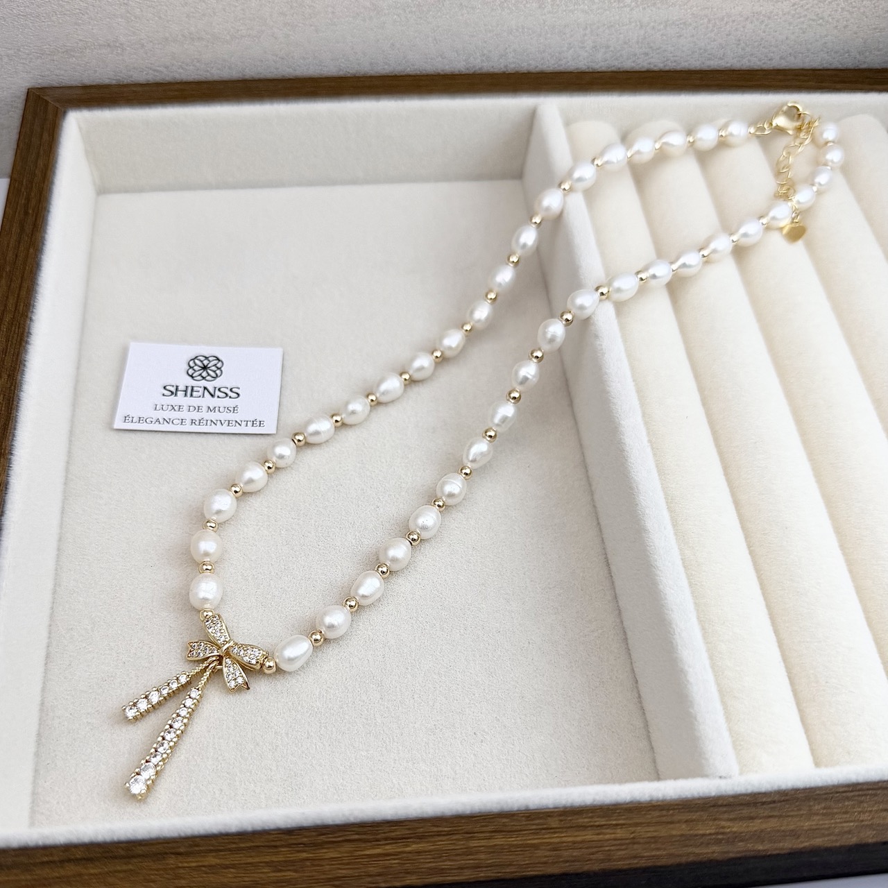 Natural Rice-Shaped Pearl Bowk - Pearl Necklace Set review and price