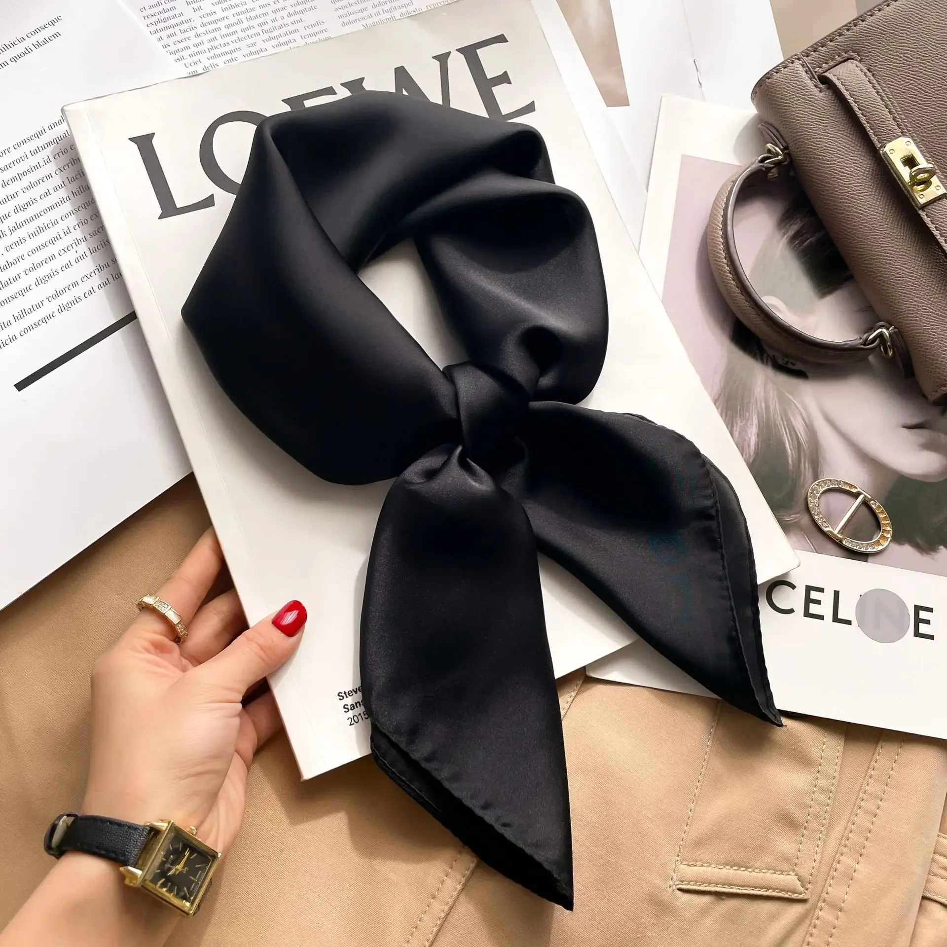 70cm Solid Colors Neckerchief  - Scarf Silk Neck review and price