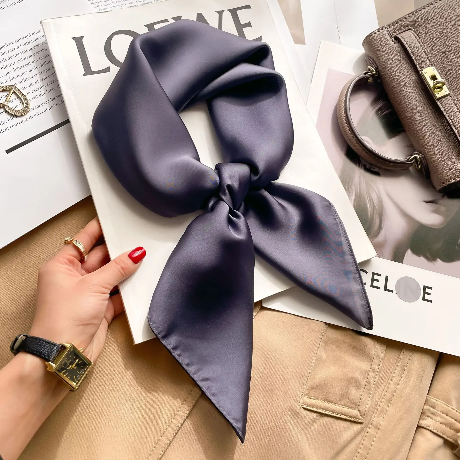 70cm Solid Colors Neckerchief  - Scarf Silk Neck review and price