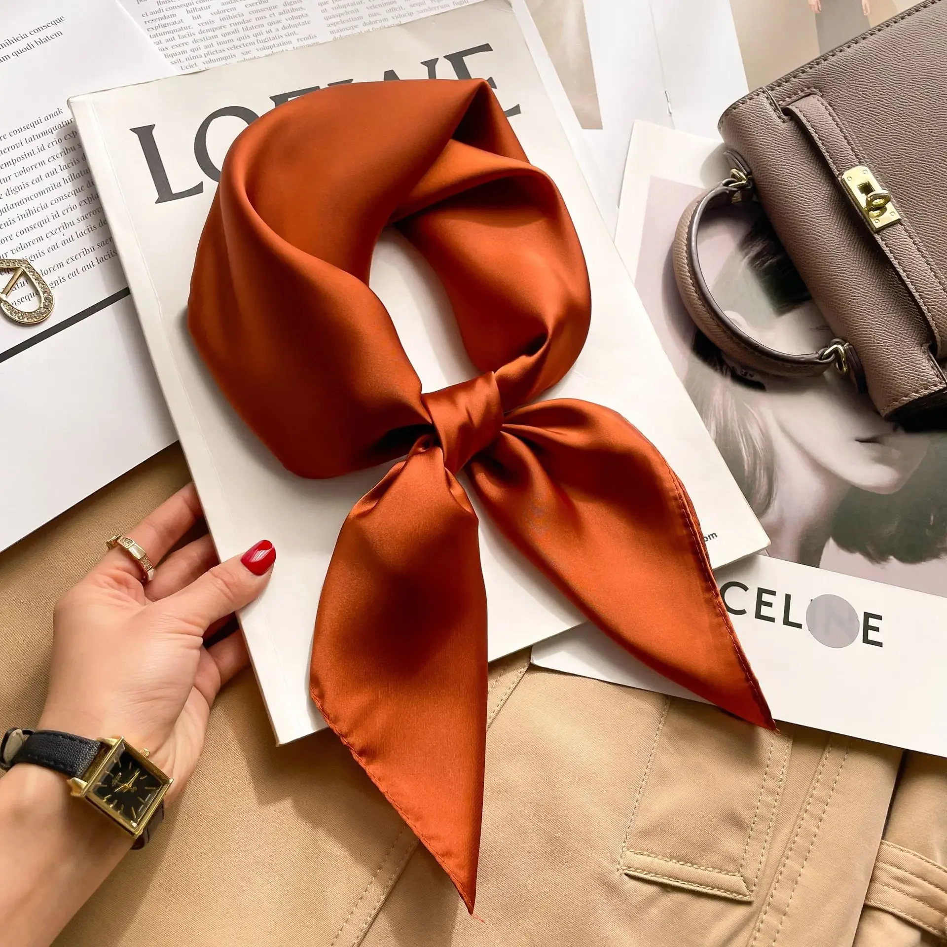 70cm Solid Colors Neckerchief  - Scarf Silk Neck review and price