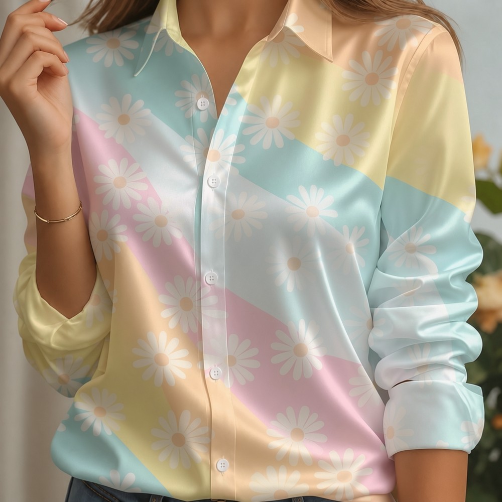 Women Satin Lapel Collar Shirt - Women'S Work Fashion review and price