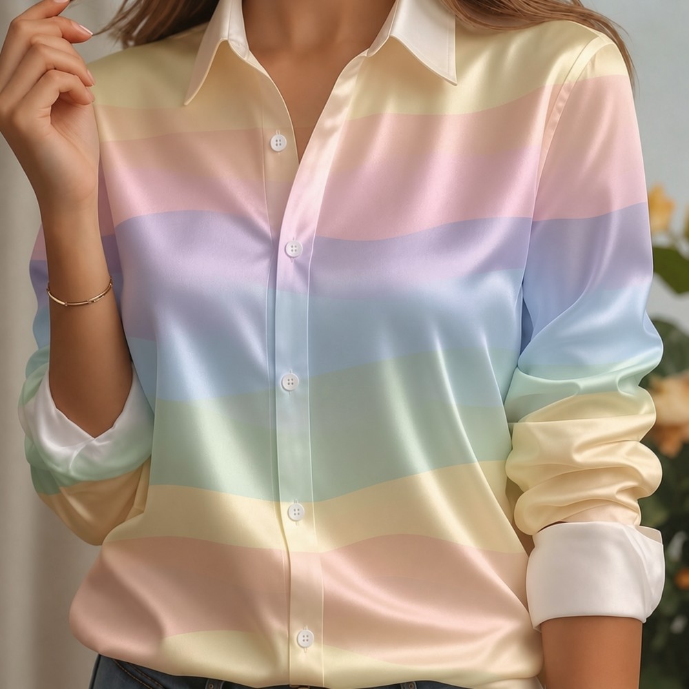 Women Satin Lapel Collar Shirt - Women'S Work Fashion review and price