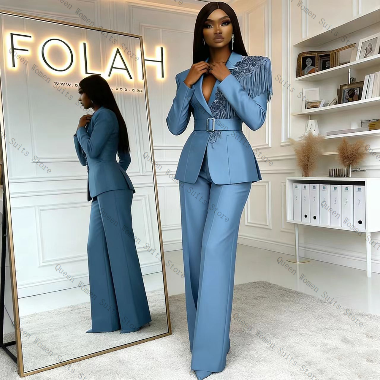 Tassel Blue Women Suit Pants S - Women'S Formal Wear Jackets review and price