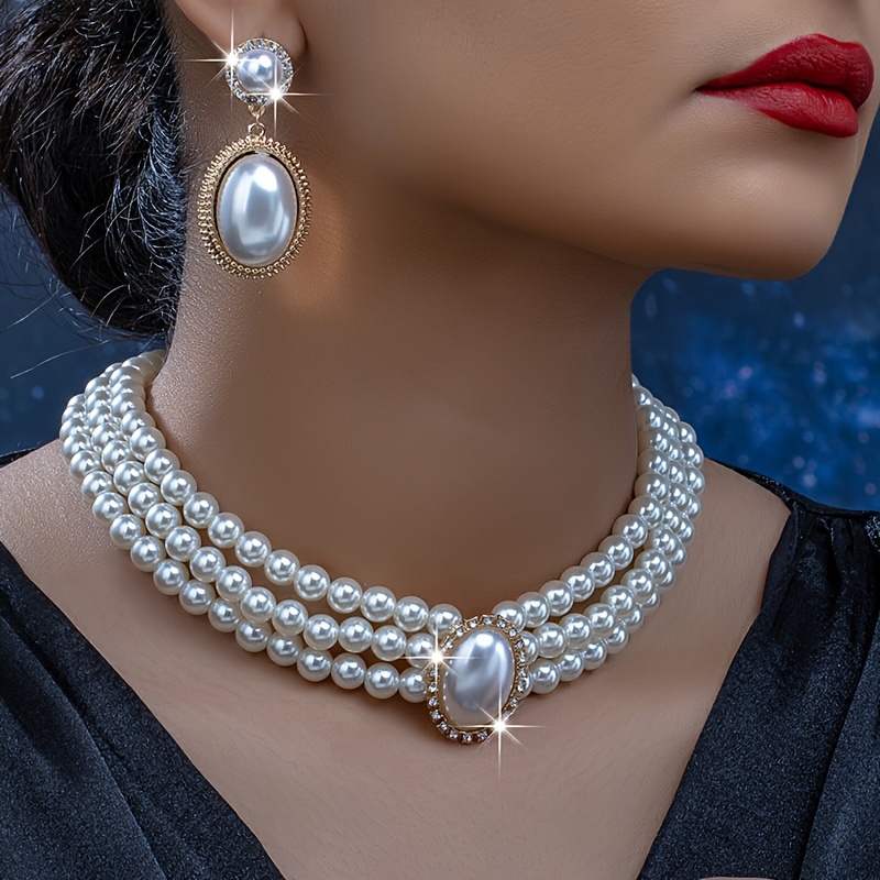 stylish Imitation Pearl neckla - Pearl Necklace Set review and price