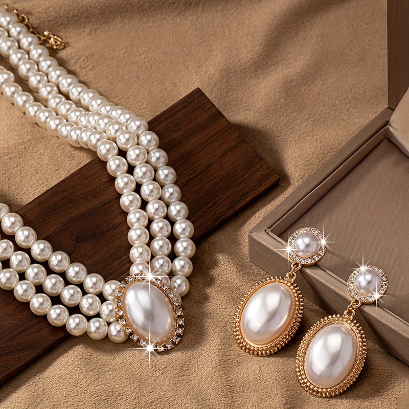 stylish Imitation Pearl neckla - Pearl Necklace Set review and price