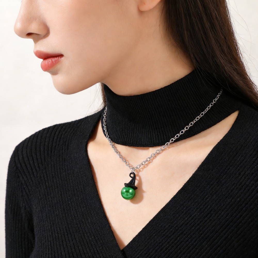 Wicked Inspired Witch Hat & Cr - Pearl Necklace Set review and price