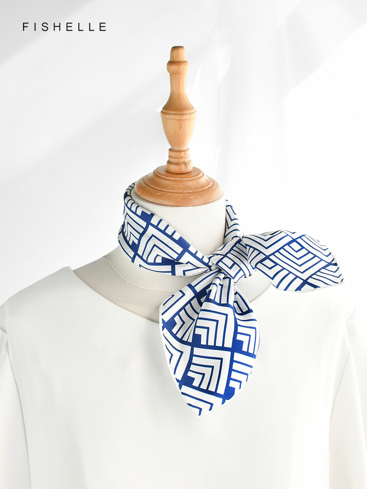 Geometric printed real silk tw - Scarf Silk Neck review and price