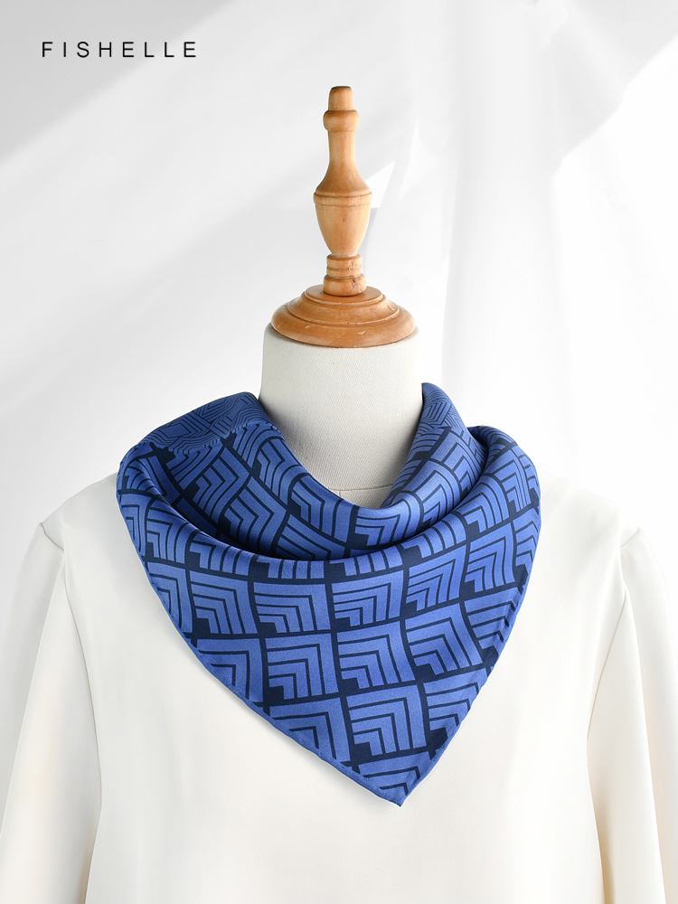 Geometric printed real silk tw - Scarf Silk Neck review and price
