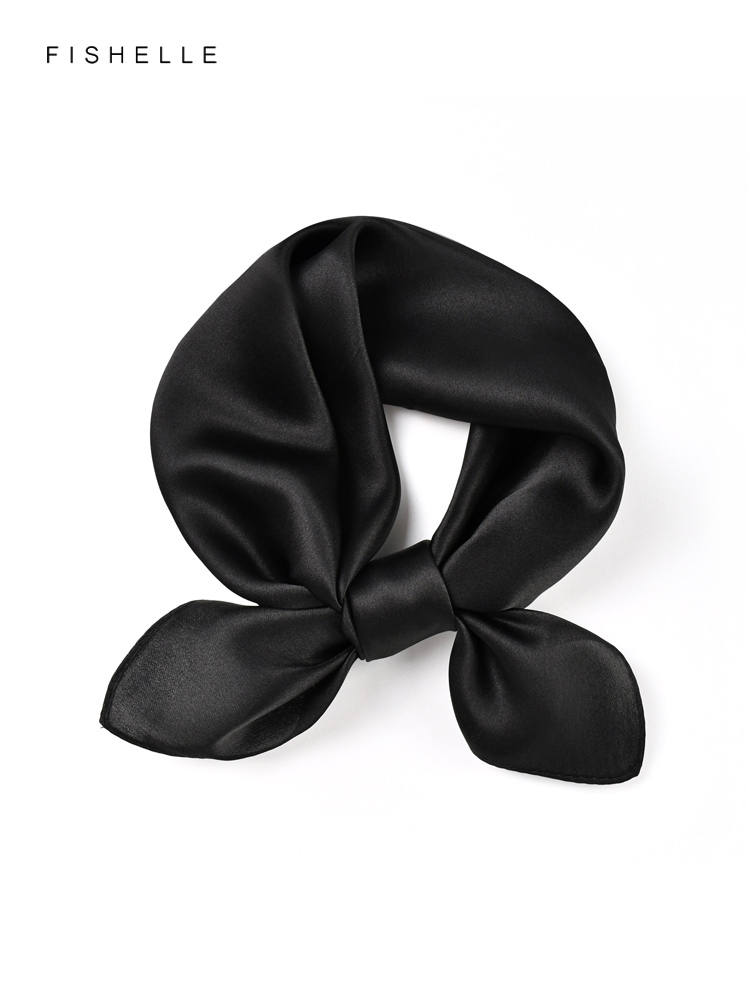 Solid color black pure silk sc - Scarf Silk Neck review and price