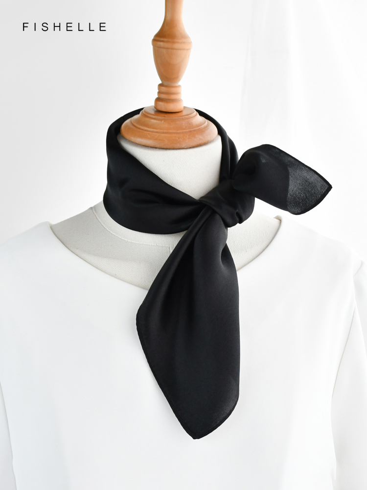 Solid color black pure silk sc - Scarf Silk Neck review and price