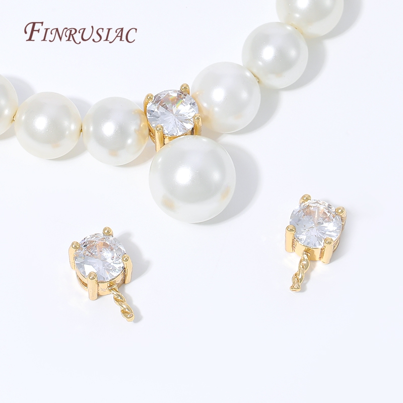 18K Gold Plated CZ Prong Set P - Pearl Necklace Set review and price